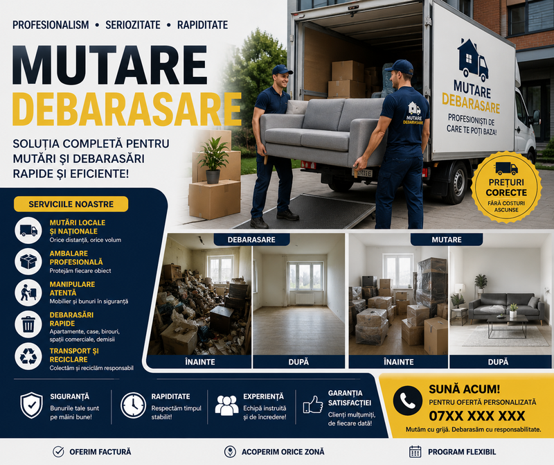 Mutari, debarasari case, birouri, subsoluri.